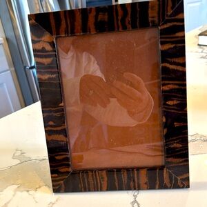 5x7 Italian burl wood saks fifth avenue wooden pattern designer frame.